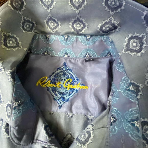 Robert Graham Mens Purple Embroidery Cuff Long Sleeve Cotton Dress Shirt- Sz-XL - Picture 6 of 16